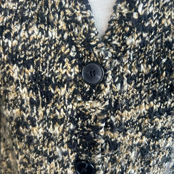 Jones New York Black Tan Marl Knit Wool Blend Duster Sweater Coat - Picture 4 of 6